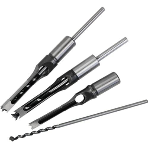 NEW HSS Square Hole Mortiser Drill Bit Mortising Chisel Woodworking Electric Drill Bit Tools 1/2' 3/8' 5/16' 1/4