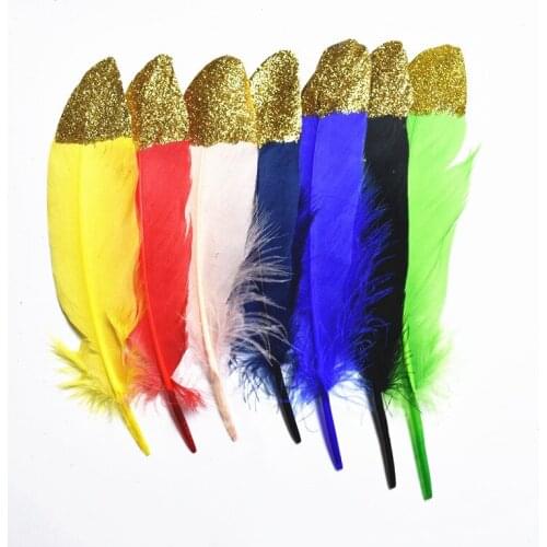 20Pcs/Lot Spray Gold Silver Goose Feathers 15-20cm6-8" Gold Feathers for Crafts Pheasant Feathers wedding accessories decoration