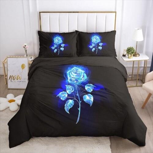 Family sets Euro Bed linen set for home Bedding Set Blanket cover 150*200 200*220 size Bedspread 4pcs Luxury blue rose