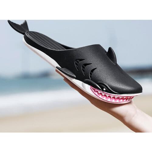 Summer Funny 3D Shark Designer Beach Men Slippers Slip-on PVC Women Cartoon Slides Personality Couples Flat Shark Shoes