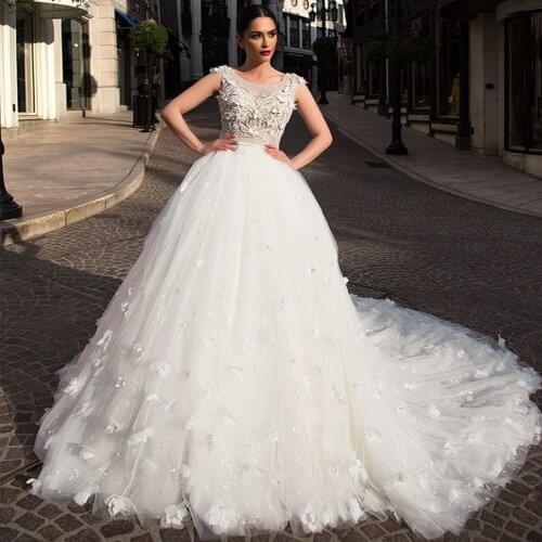 Trouwjurk Ball Gown Wedding Dress Beading Bodice Vintage Robe De Mariee Hand Made Flowers Hochzeitskleid Fashion Vestido Novia