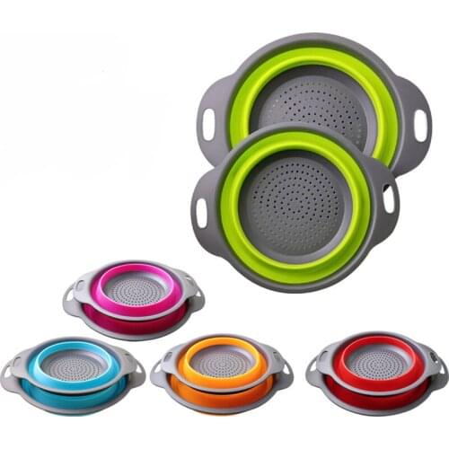 1Pc Silicone Folding Drain Basket Foldable Silicone Colander Fruit Vegetable Washing Basket Strainer Strainer Collapsible Coland