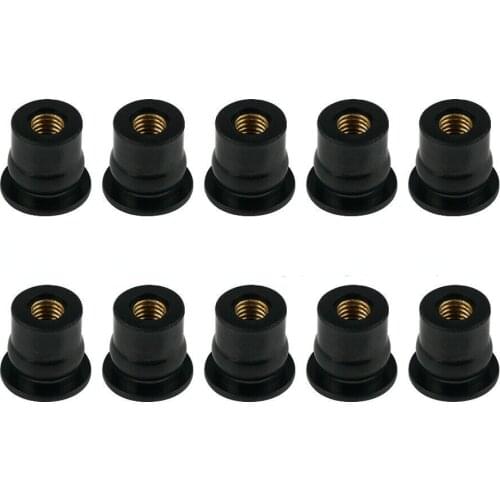 10pcs Rubber Well Nuts convex type M6 Blind Fastener Windscreen Windshield Fairing Cowl Fastener Accessories for Motorcycle