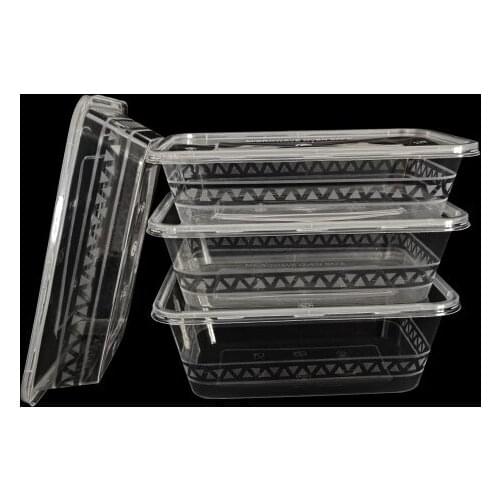 100pcs 1000ml Transparent Fruit Carry Out Boxs Disposable Salad Meal Containers Food Storage Box Take Out Packing Box Lunch Box