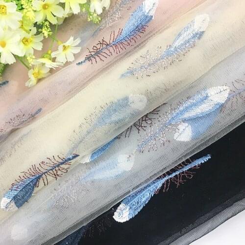5yards New Arrival 2018 Summer Feathers Mesh Embroidery African Tulle Lace Fabrics DIY Handmade Nigerian Wedding Dress Material