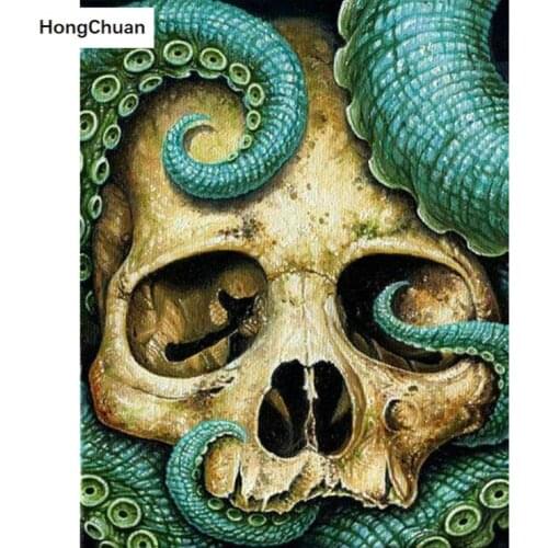 5D Diamond Painting Full Square/Round Diamond Embroidery Squid Skull Handmade Rhinestone DIY Mosaic Home Decoration Gift