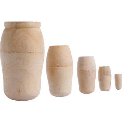 5x Unpainted DIY Blank Wooden Embryos Russian Nesting Dolls Matryoshka Toy Gift C5AF