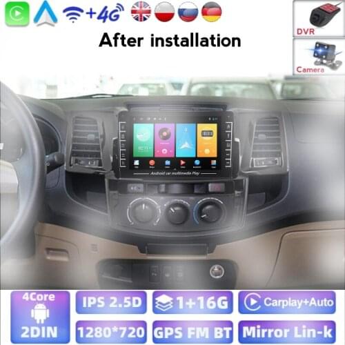 For Toyota Fortuner HILUX Revo Vigo 2008 2009 2010 2011 2012 2013 2014 GPS Car Radio DVD Multimedia Player Android 2Din carplay