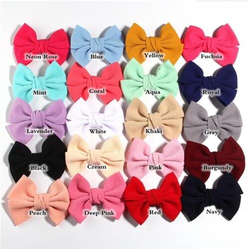 Bulk 4.3" Cotton waffle Fabric Bow Headband,Baby Bow Elastic Hairbands Girls Buotique Hair Bow Headband For Kids Hair Accessory