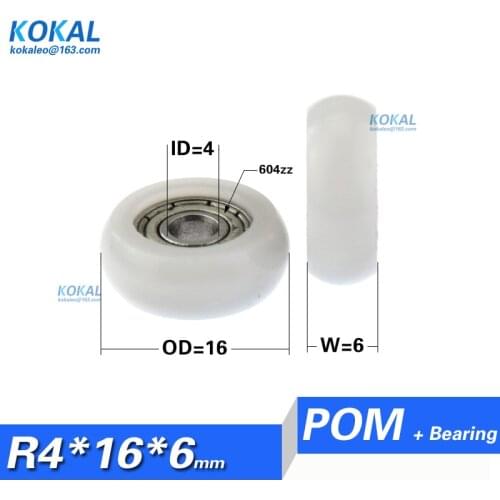 Free Shipping 10PCS/lot 604zz 604 micro type bearing roller wheel 4*16*6 type mini bearing roller inner 4mm BALL BEARING WHEEL