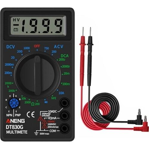 DT830 Digital Multimeter Voltmeter Ammeter Ohmmeter DC10V~1000V 10A AC 750V Current Tester Test LCD Display