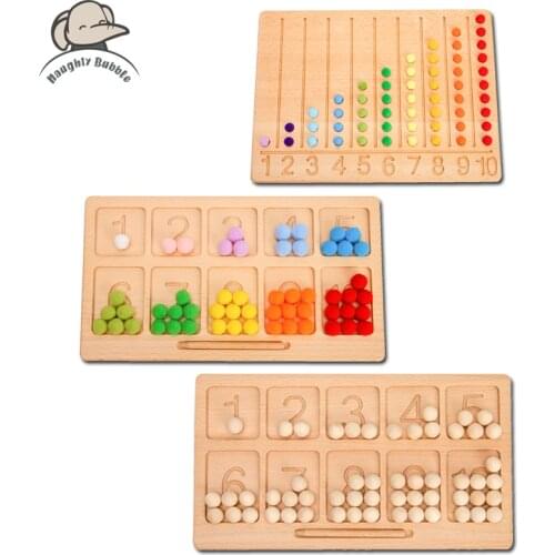 1Set Baby Rainbow Block Toys Wooden Montessori Building Blocks Color Sorting Sensory Game Clip Beads Educational Toys for Kids