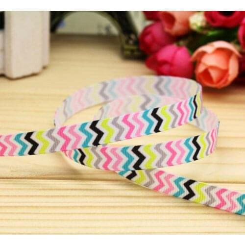 DHK 3/8'' 5yards chevron printed grosgrain ribbon headwear hair bow diy party decoration OEM Wholesale 9mm C1301