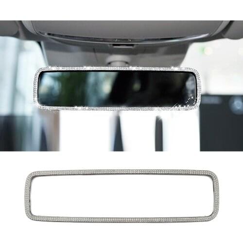 For Mercedes Benz E W213 E200 E220 E250 Interior Rearview Rear View Mirror Cover Trim Sticker Artificial Crystal Diamond Decal