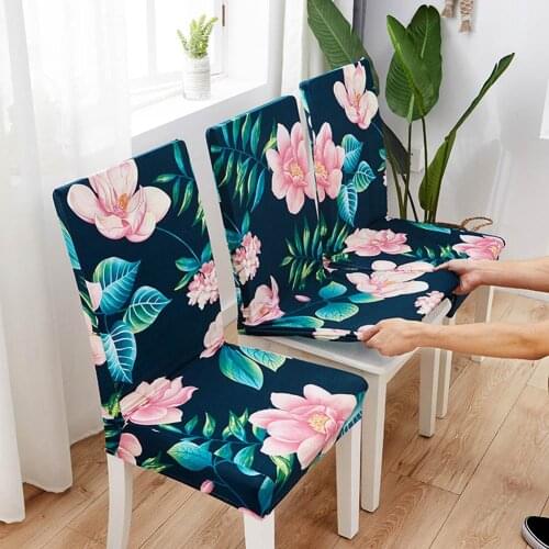 Svetanya Stretch Dinner Chair Cover Peony Spandex Restaurant Seat Case