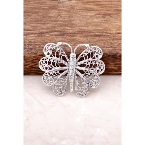 Filigree Embroidered Handmade Design Butterfly Silver Brooch 291Hand Made Jewellery