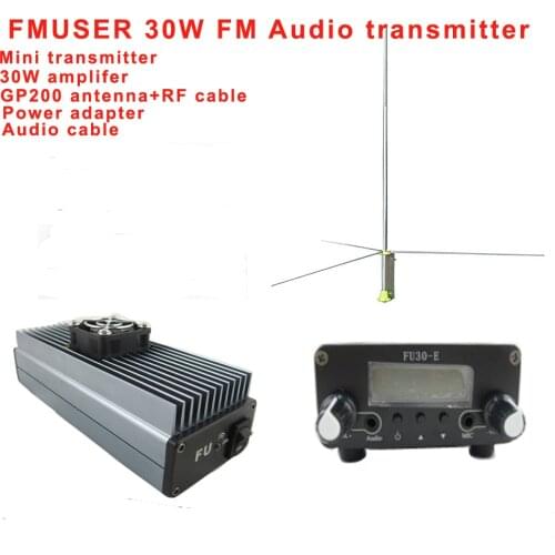 Fmuser FU-30A FM Transmitter Radio statopm 30W amplifier with GP200 1/2 wave antenna for Drive-in Church, Auto cinema