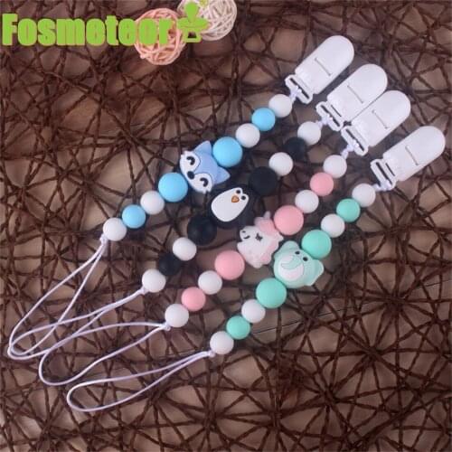 Fosmeteor Personalized Name Baby Pacifier Clips Nipple Holder Chain Unicorn Silicone Teething Beads Baby Birthday Tiny Dum Toy