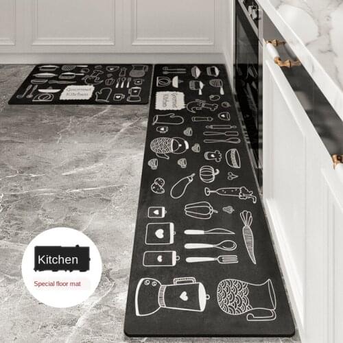 Living Room PVC Kitchen Mat Anti-slip Waterproof Oil-proof Doormat Carpet Home Hallway Doormat Bath Mat Long Shape Kitchen Mat