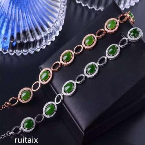KJJEAXCMY fine jewelry 925 Pure silver inlay natural jasper bracelet O type female accessories