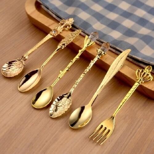 Coffee Spoons Fork Snacks Fruit Dessert Fork Kitchen Tool Vintage Shape Cookware For Afternoon Tea Gift столовые приборы