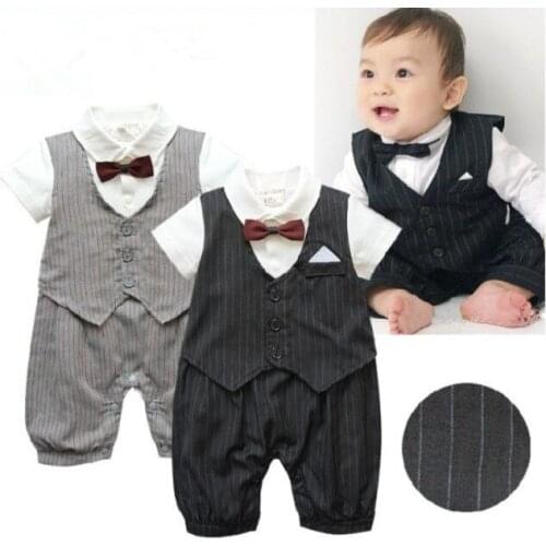 New Newborn Baby Boys infant Baby Boys Gentleman Wedding Playsuit Romper Outfit Jersey New born Clothes 0-18 M Playsuit Clothes