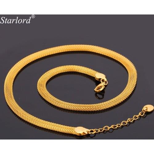 Starlord Mesh Bracelet Choker Necklace Set Jewelry For Men Stainless Steel/Gold Color Dubai Jewelry Sets GNH738