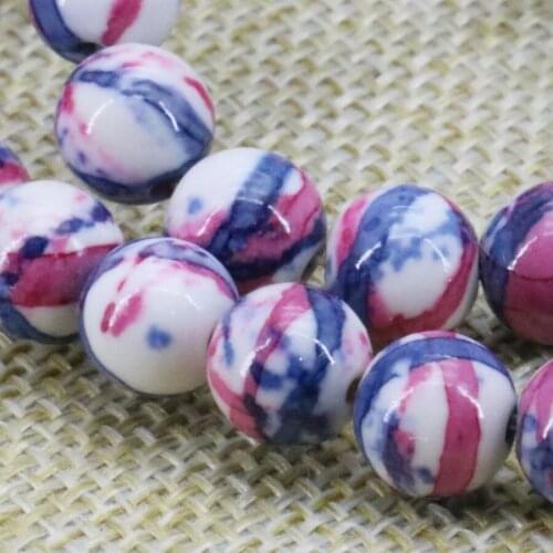 Popular 8mm Semi-precious Riverstone Rain Flower Rainbow Stone Gems Round Beads DIY Loose Crafts Hand Made Jewelry Accessories