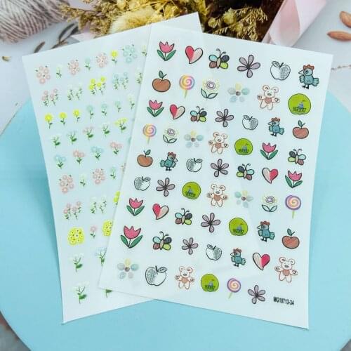 Flower Bird Pattern Nail Art Sticker Self-adhesive Transfer Decal 3D Slider DIY Tips Nail Art Decoration Manicure Package