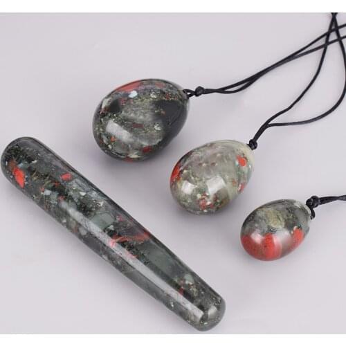 Natural Square Blood Stone Yoni Egg Jade Egg Lady Kegel Fitness Apparatus Vaginal Muscle Tightening Ball Jade Massager Kegel Egg