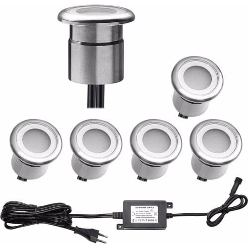 Stainless Steel LED Inground Light Garden Patio Lighting Round LED Deck Stairs Recessed Plinth Lamps 6pcs/set F103-6