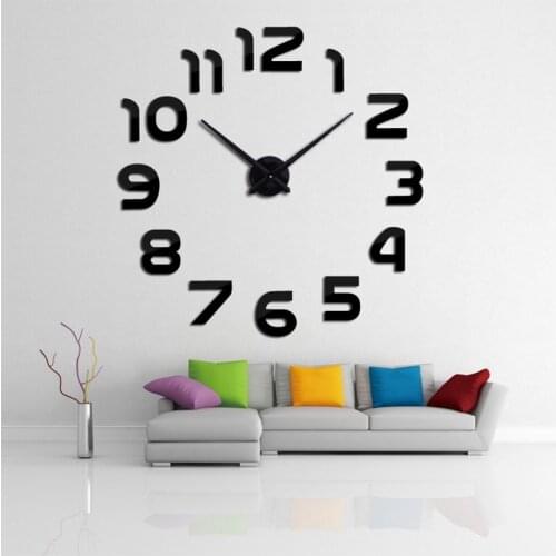 New Acrylic Mirror wall clock numbers wall clock vintage pendule horloge murale Large Decorative Quartz Clocks Modern Design