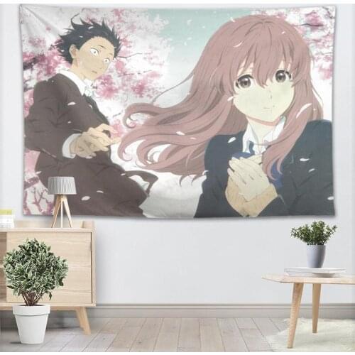 New Koe no Katachi Anime Tapestry Wall Hanging Home Decor Fashion Colorful Decor Printed Tapestry Bedroom Carpet Bed Sheets 0512