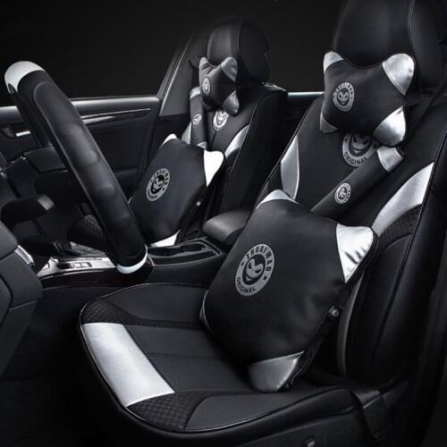 CHSKY Car Seat Headrest Neck Pillow Car Seat Cover Protector Steering Wheel Covers Back Supports Waist Pillow Auto Accessories