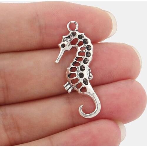 20PCS Alloy Hollow Seahorse Hippo Campus Charms Pendants for Necklace Bracelet Making Jewelry Finding 35x15mm