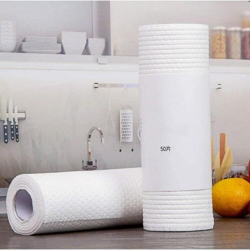 50Pcs/Roll Absorbent Kitchen Paper Towels ,Home Kitchen Dish Cleaning Cloths,Wiping Pad Dishcloth Bathroom Wash Lazy Rags