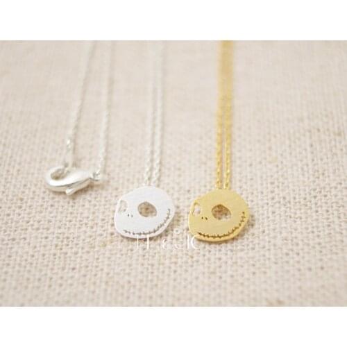 Daisies 10PCS Tiny Skeleton Skull Statement Necklace Cute Simple Sugar Skull Face Head Pendant Necklaces for Women