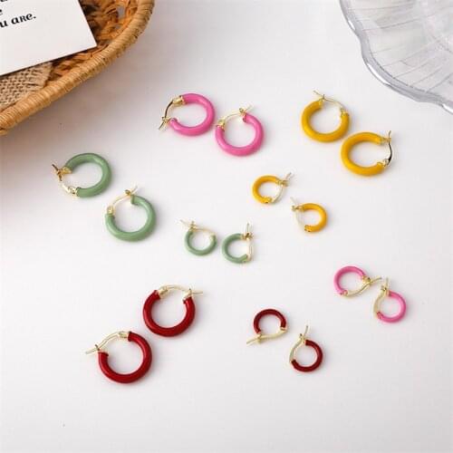 2021 New Korean Candy Color Trendy Simple Hoop Earrings For Women Fashion Jewelry Geometric Circle Pendientes Mujer