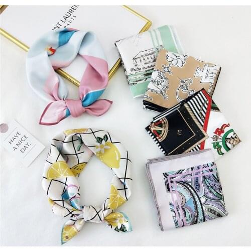 Square Silk scarf 53*53cm Headband hairbands Hair Hoop Accessories For Women Girl Lady Head Neck Satin Scarf Handkerchief