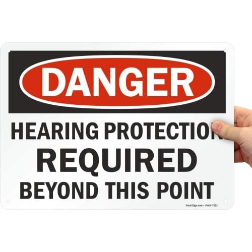 SmartSign "Danger Hearing Protection Required Beyond This Point" Sign |8" x 12" Plastic