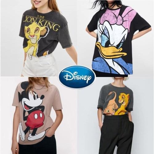 Loose Women T-Shirt Mickey Mouse Daisy Duck Cartoon Print T-Shirt Short Sleeve Streetwear Pullover Harajuku Summer Tee Tops