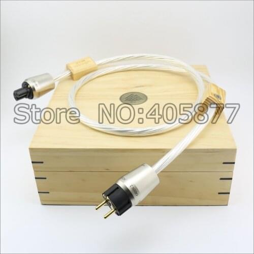 Hi End Silver cable Supreme Reference Schuko Power Cord Cable With Original Box EU Plug Power Cable