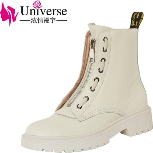 Universe K322 Cow Leather Chelsea Woman Ankle Boots Ladies Fashion Shoes 2020 New Arrival
