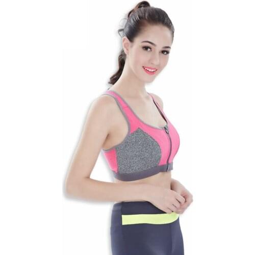 Women Double Layer Front Buckle Zipper Sports Bras Shockproof Underwear Running Vest Gym Workout Running Tops Sportswear Bras