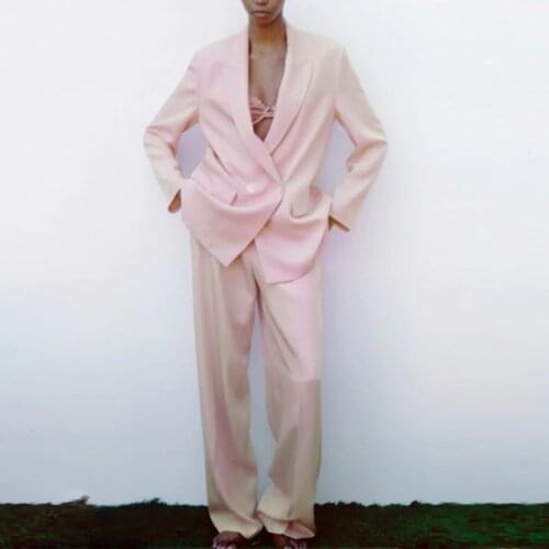 ZA New Spring Autumn 2 Pieces Solid Blazer Suit Office Blazer Coat +Long Pants Ladies Elegant Design Women Basic Outfit Coats