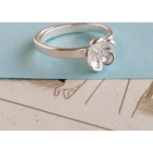 Flower 999 Sterling Silver Rings For Women Wedding Engagement Ring Adjustable Handmade Luxury Jewelry Miao Silver Jewellery