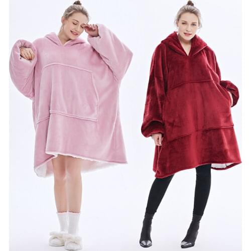 Winter Hoodie Men Oversized Sweatshirt Blanket With Sleeves Fleece Hooded Hoodies Long Streetwear Plush Sudaderas Hombre