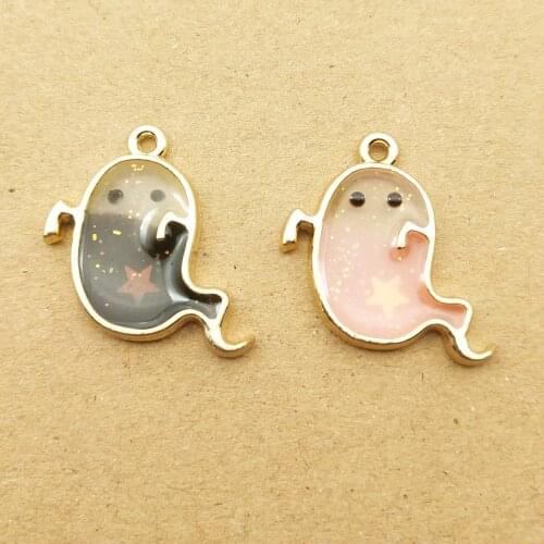 10pcs 13x20mm enamel ghost charm for jewelry making earring pendant bracelet necklace charms