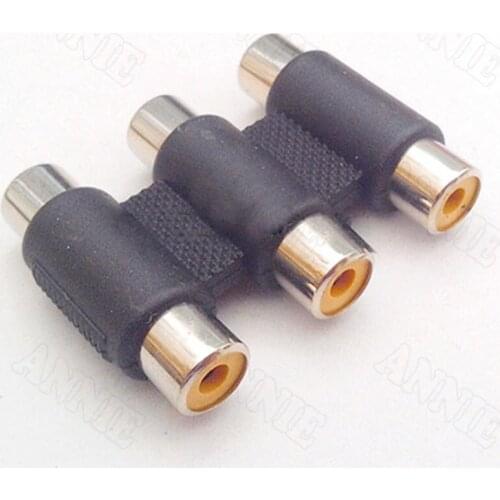 10pcs/lot 1/3 RCA Line Extension / Lotus Butt Joint Socket/RCA Dual Pass Three-Way Valve Female Plug
