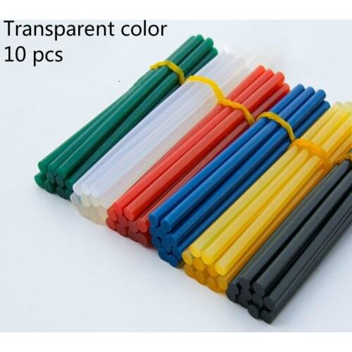 Transparent color 10 pcs Hot melt adhesive rod 7mm hot melt adhesive, silica gel glass melt adhesive glue stick color